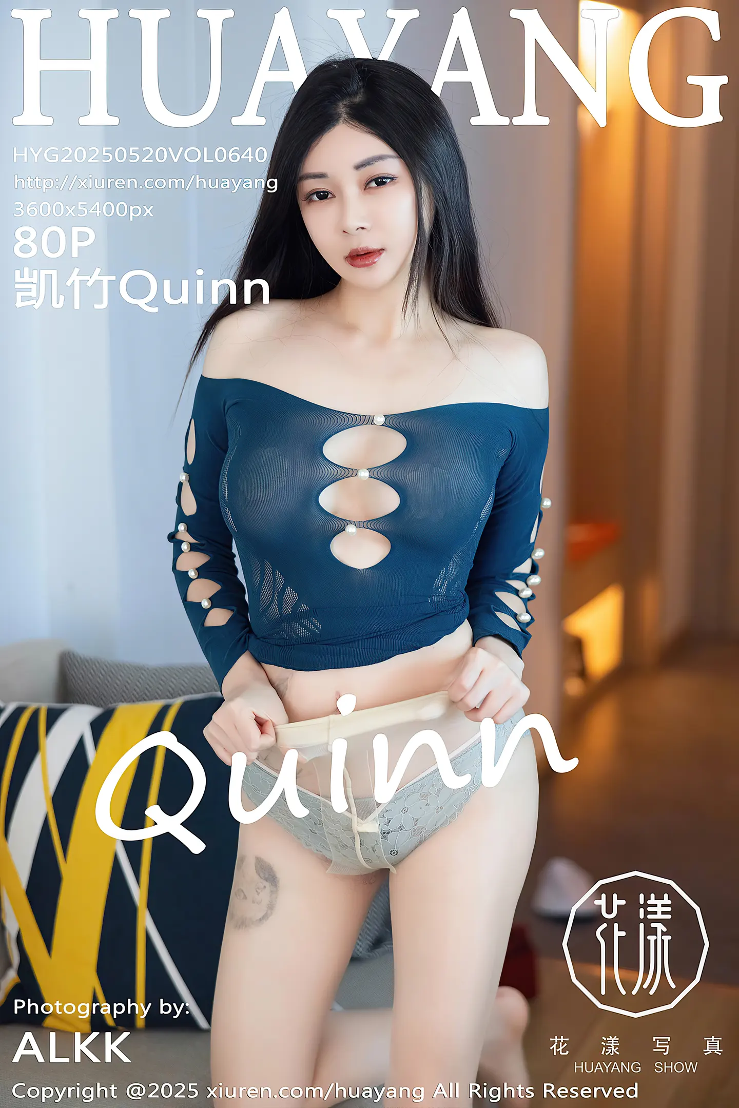 [HuaYang花漾]Vol.640_模特凯竹Quinn性感蓝色连衣短裙配超薄肉丝秀丰腴身姿诱惑写真80P-秀人网 - XiuRen.Space